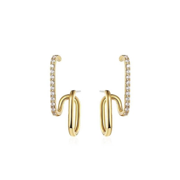 DOUBLE HOOP Earrings|18K Gold Plated - Picture 3 of 7